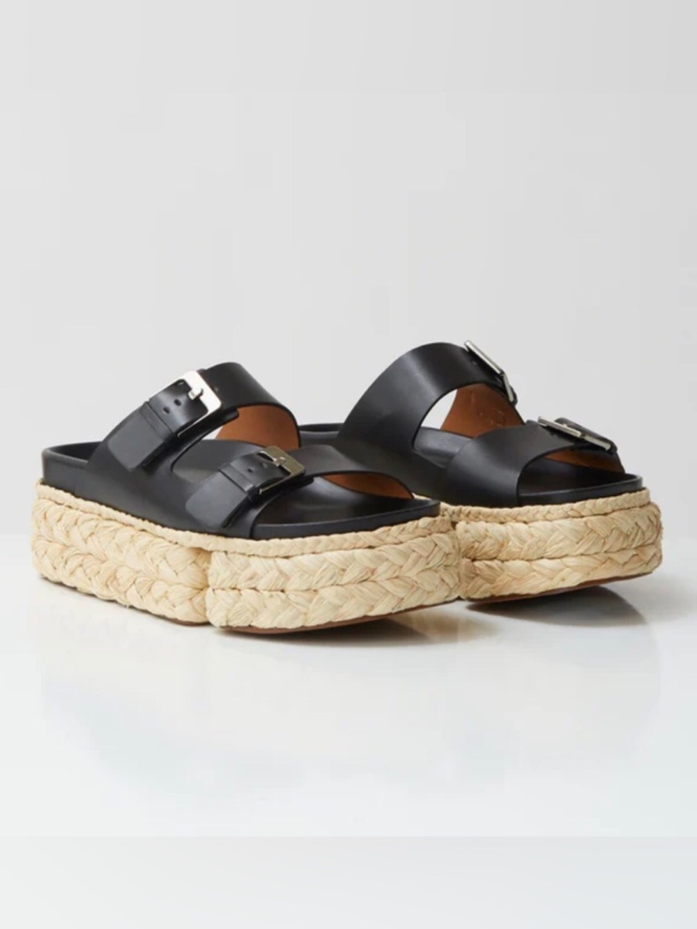 Robert Clergerie Qiana2 Buckle Espadrille Platform Sandals Black Size-37 NIB